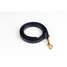   Póráz, fekete, extra erős bőrből, fül nélkül, 20x1600mm, réz karabínerrel - Dogtech